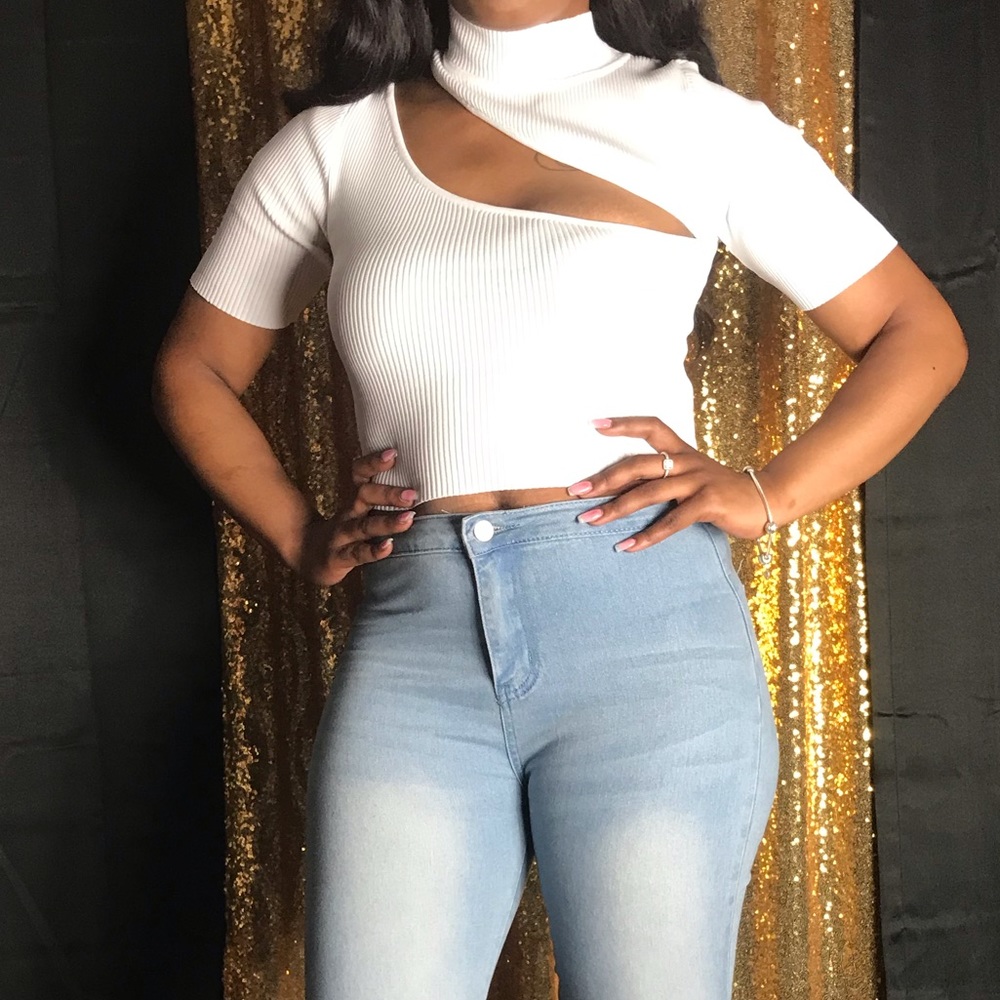 White Split Crop top